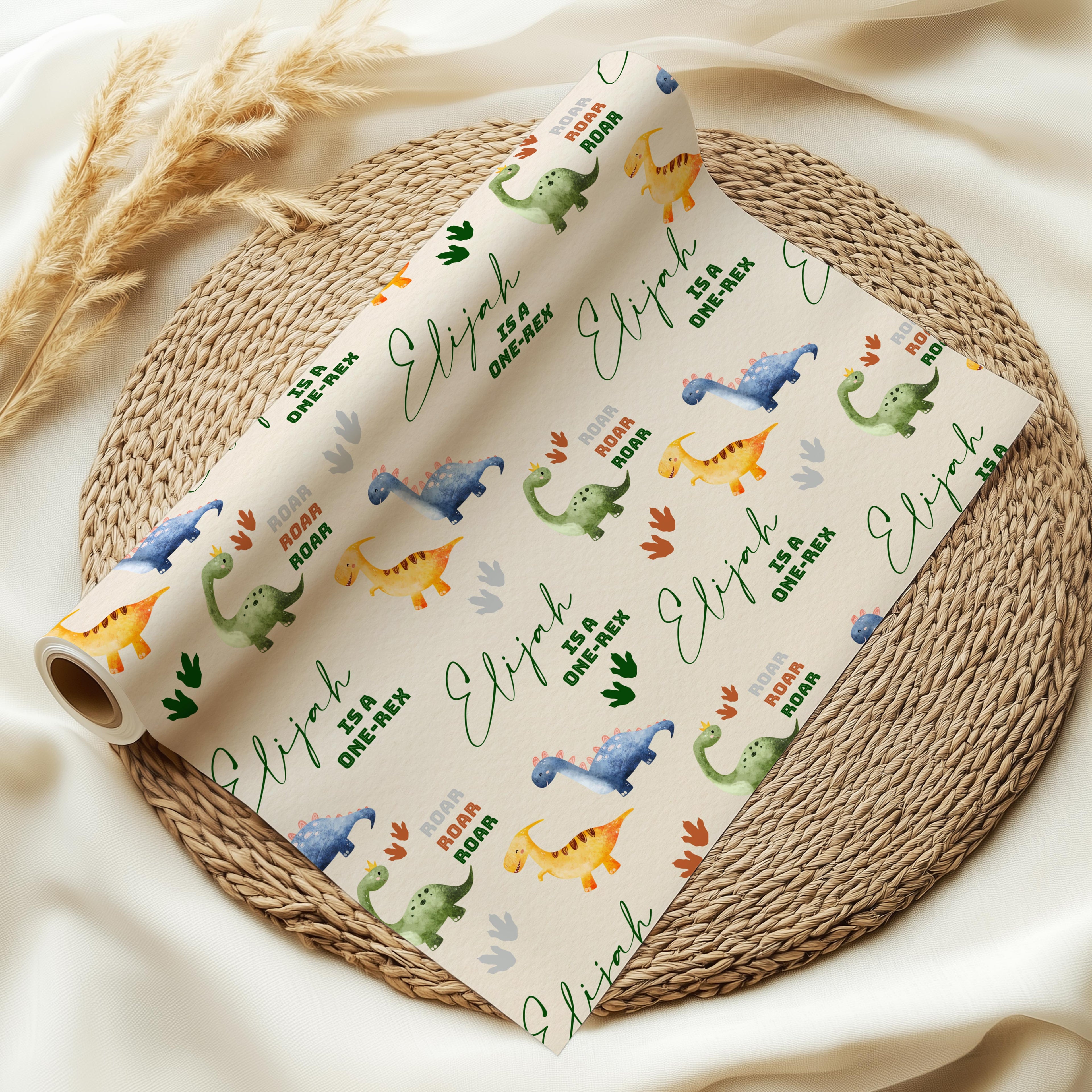 Personalised Baby Dinosaur Wrapping Paper