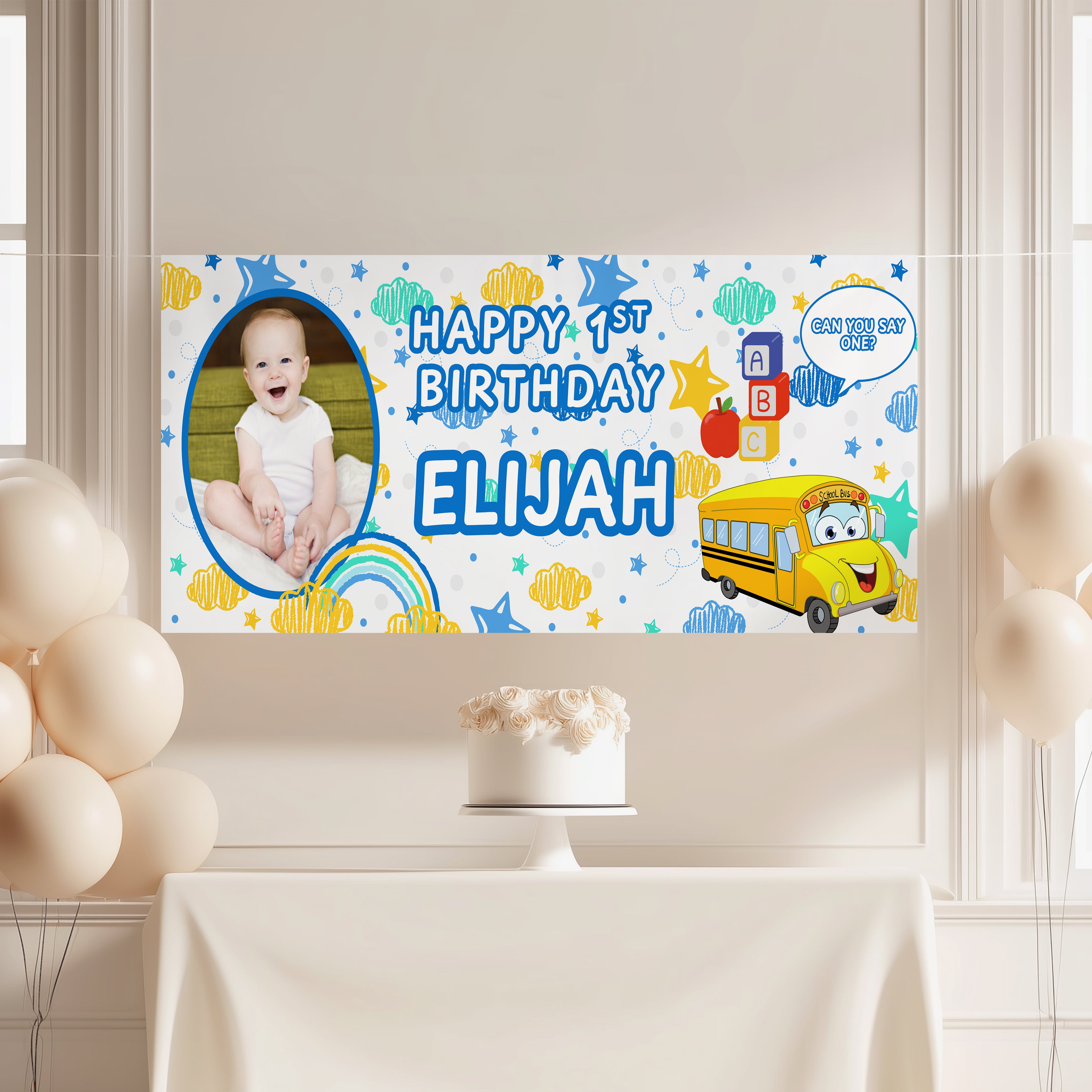 Personalised 1st Birthday Photo Banner