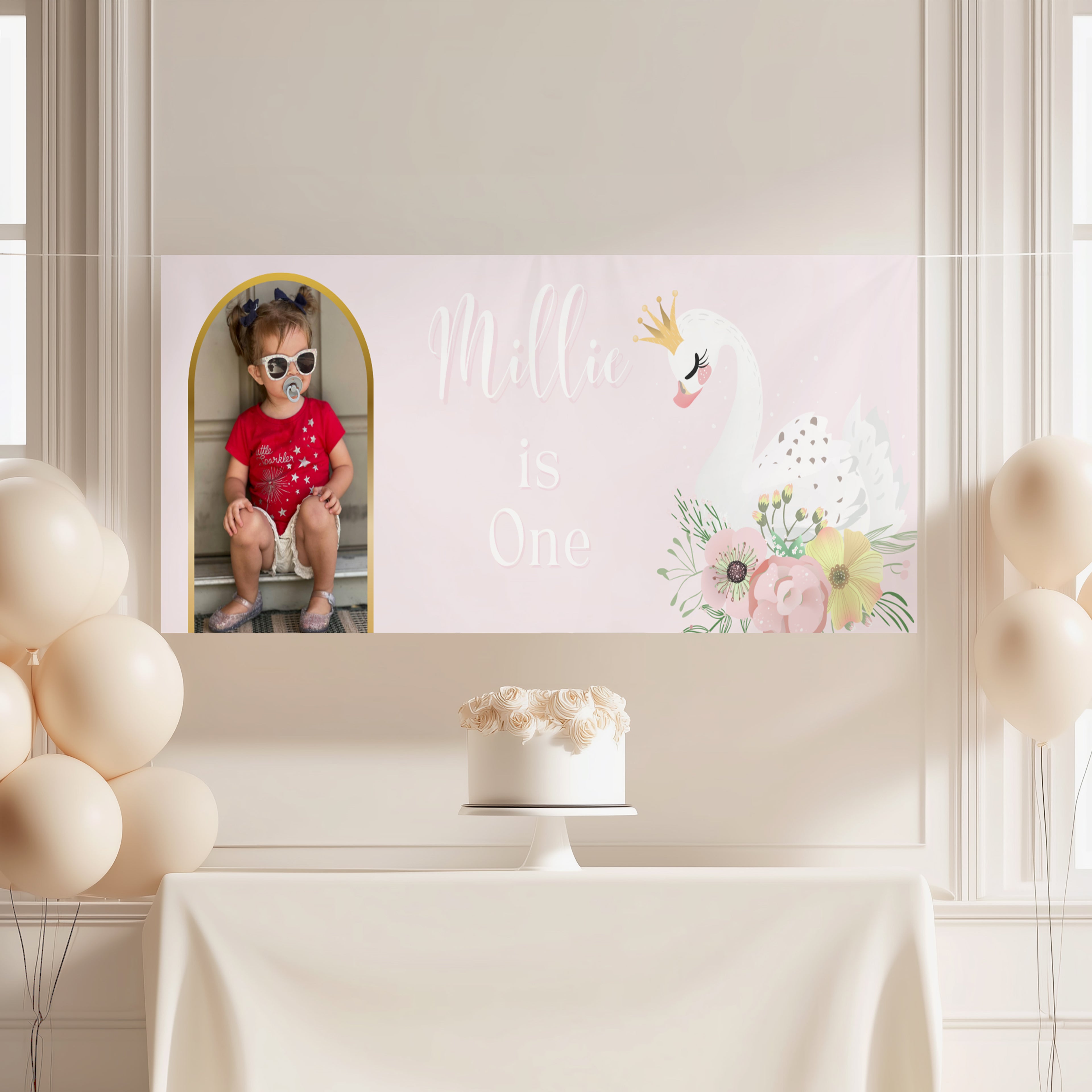Personalised Swan Princess Photo Banner