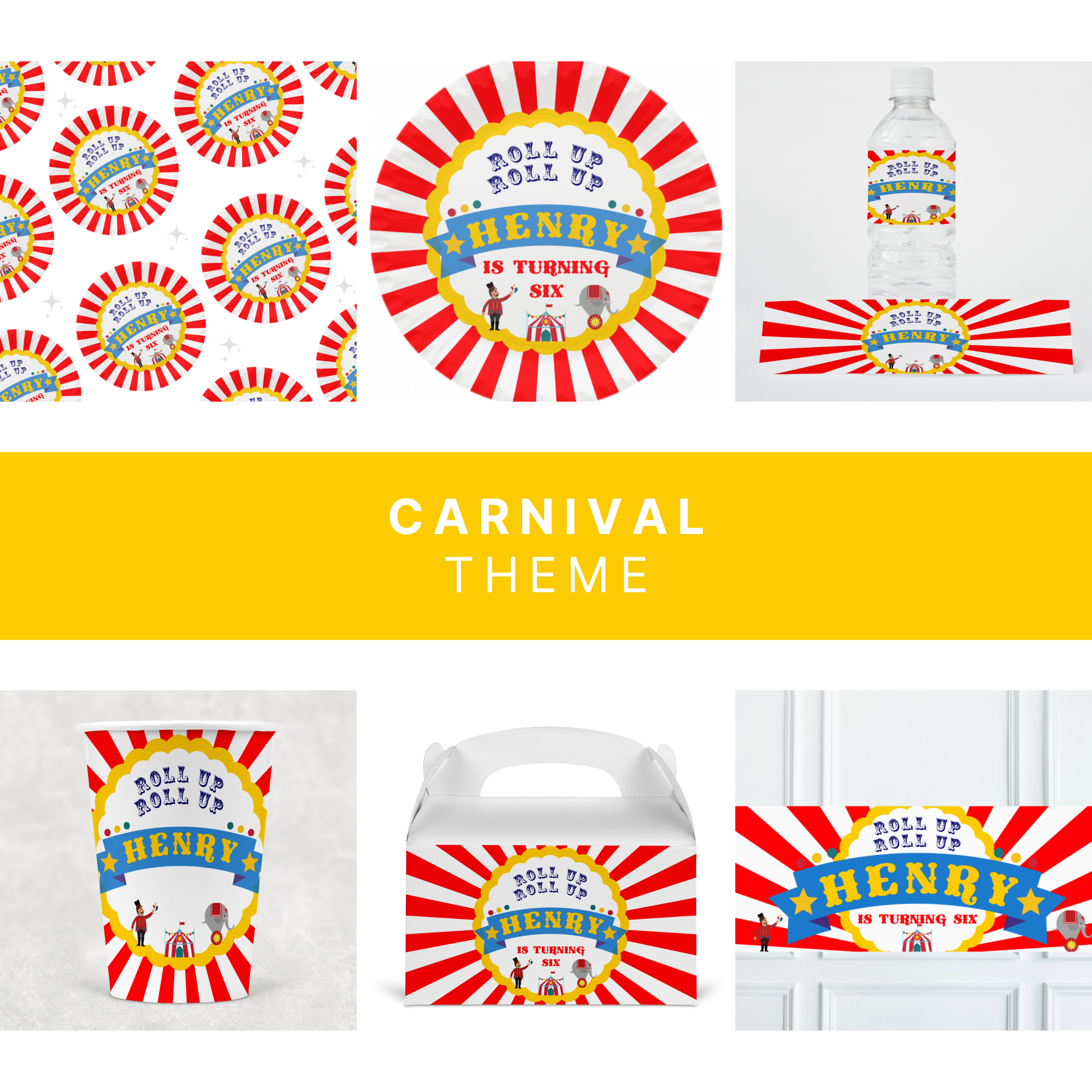 Personalised Roll Up Carnival Theme Party Bundle