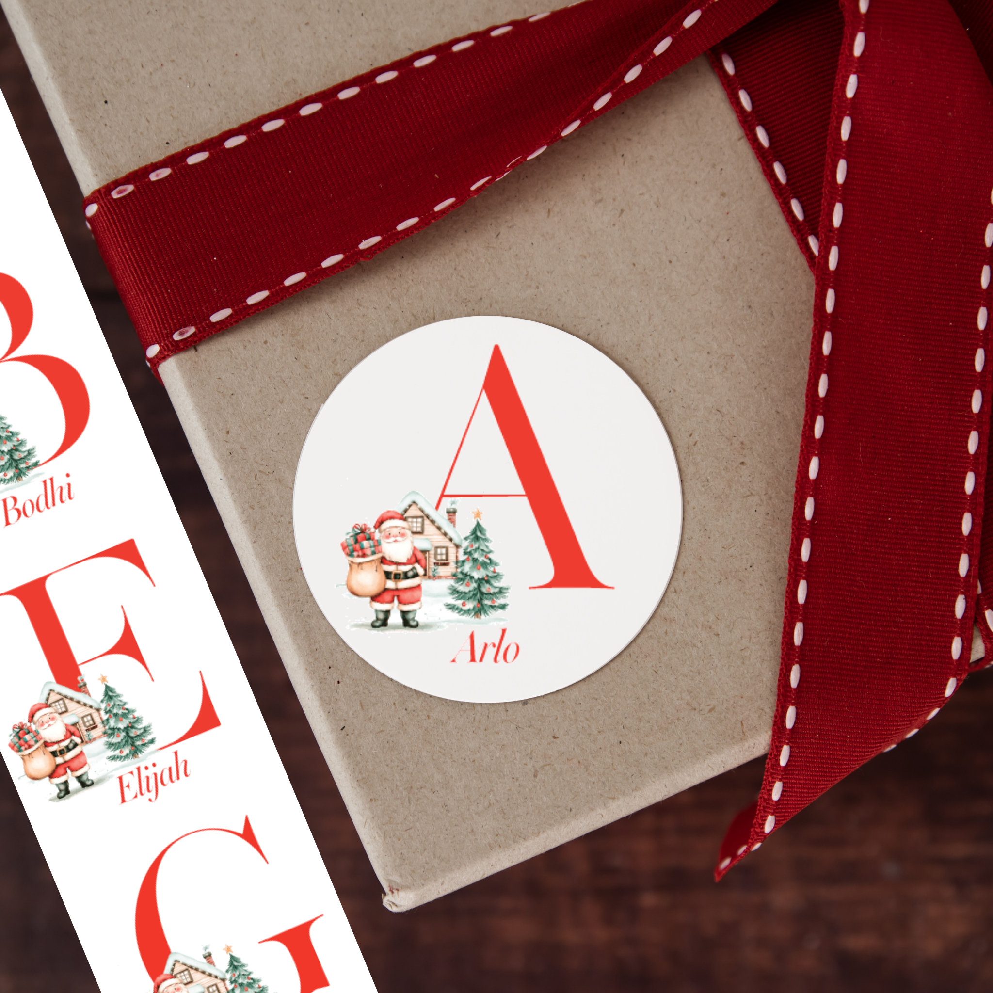 Personalised Initial & Name Christmas Sticker