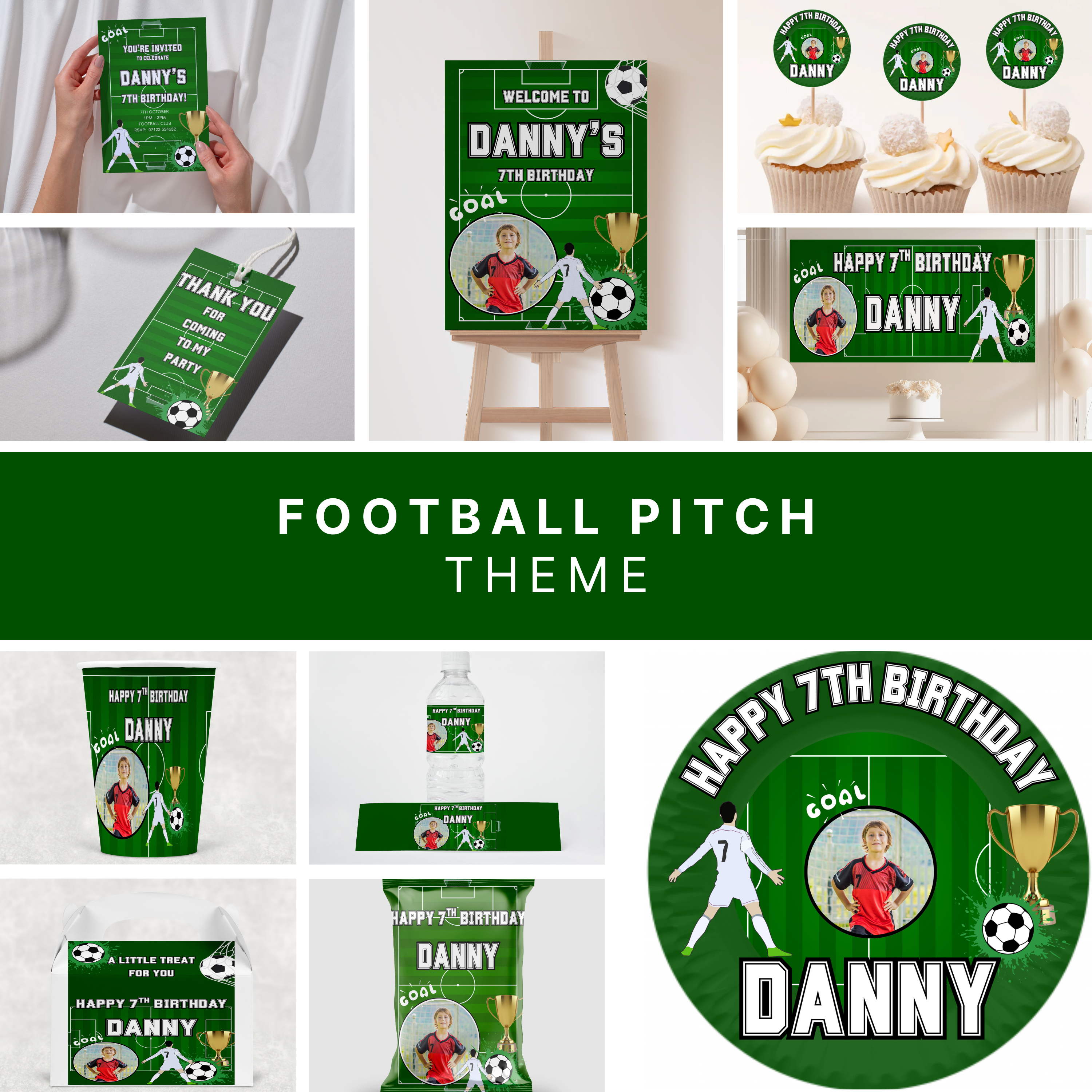 Personalised Football Pitch Theme Party Bundle
