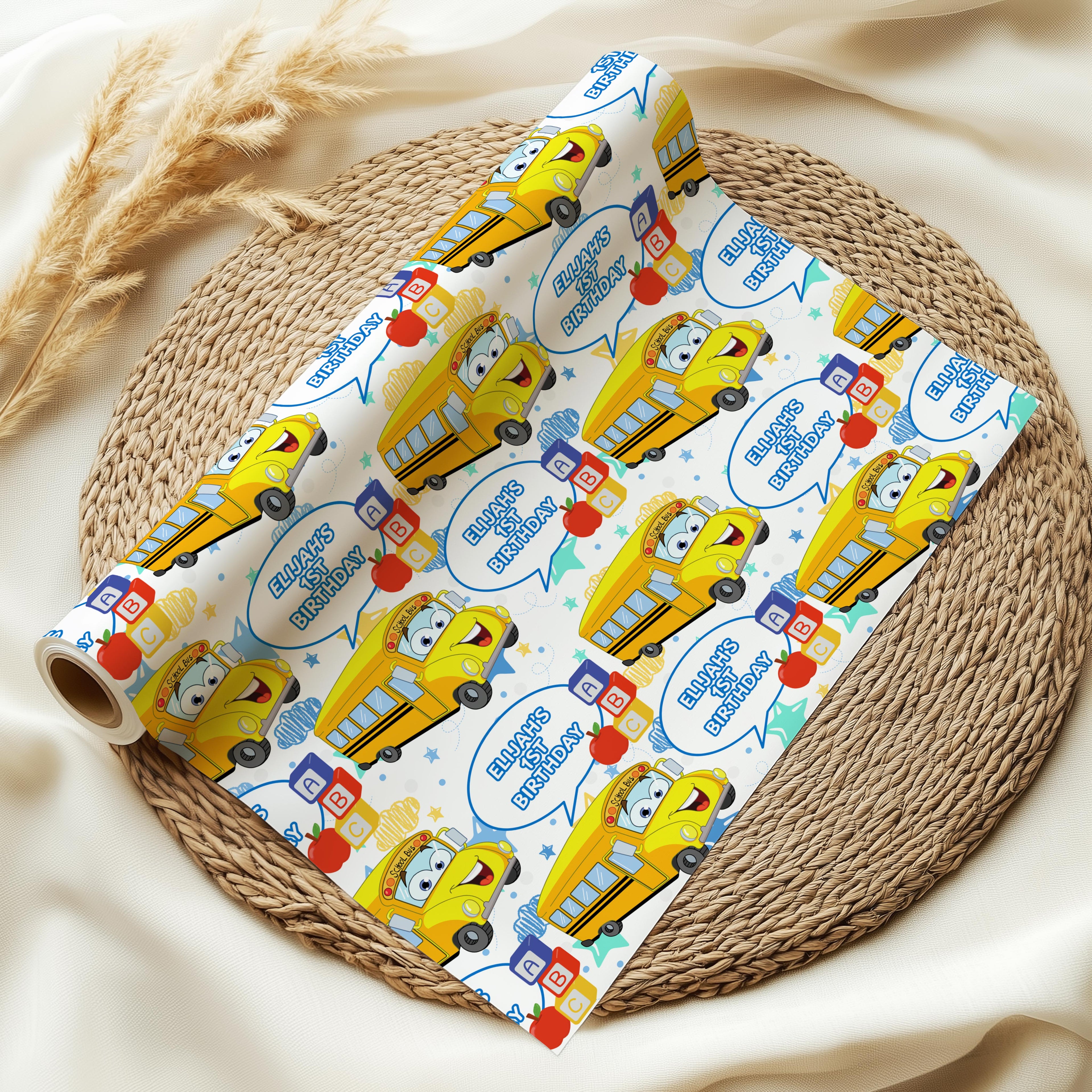 Personalised Wheels on the Bus Wrapping Paper