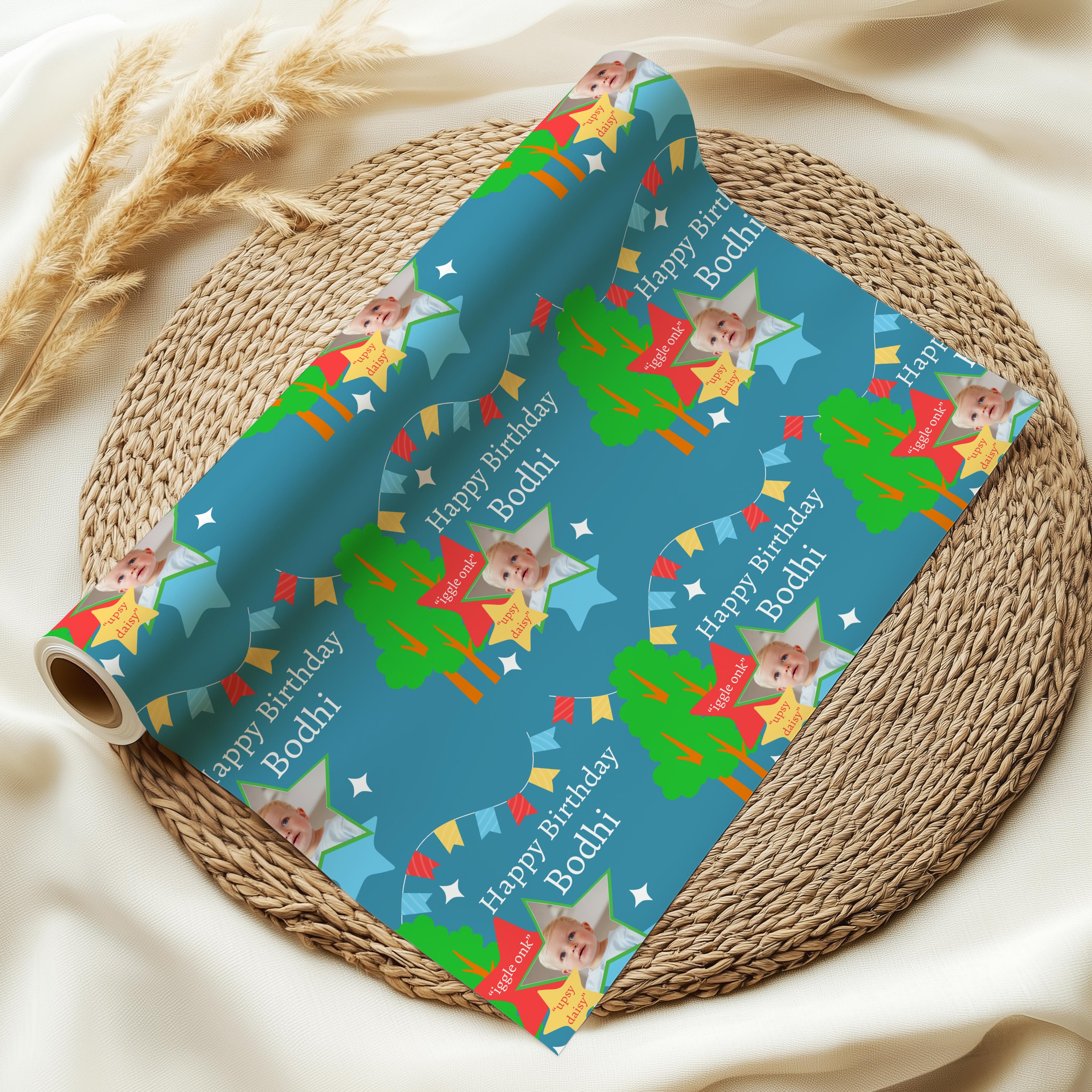 Personalised Photo Night Garden Wrapping Paper