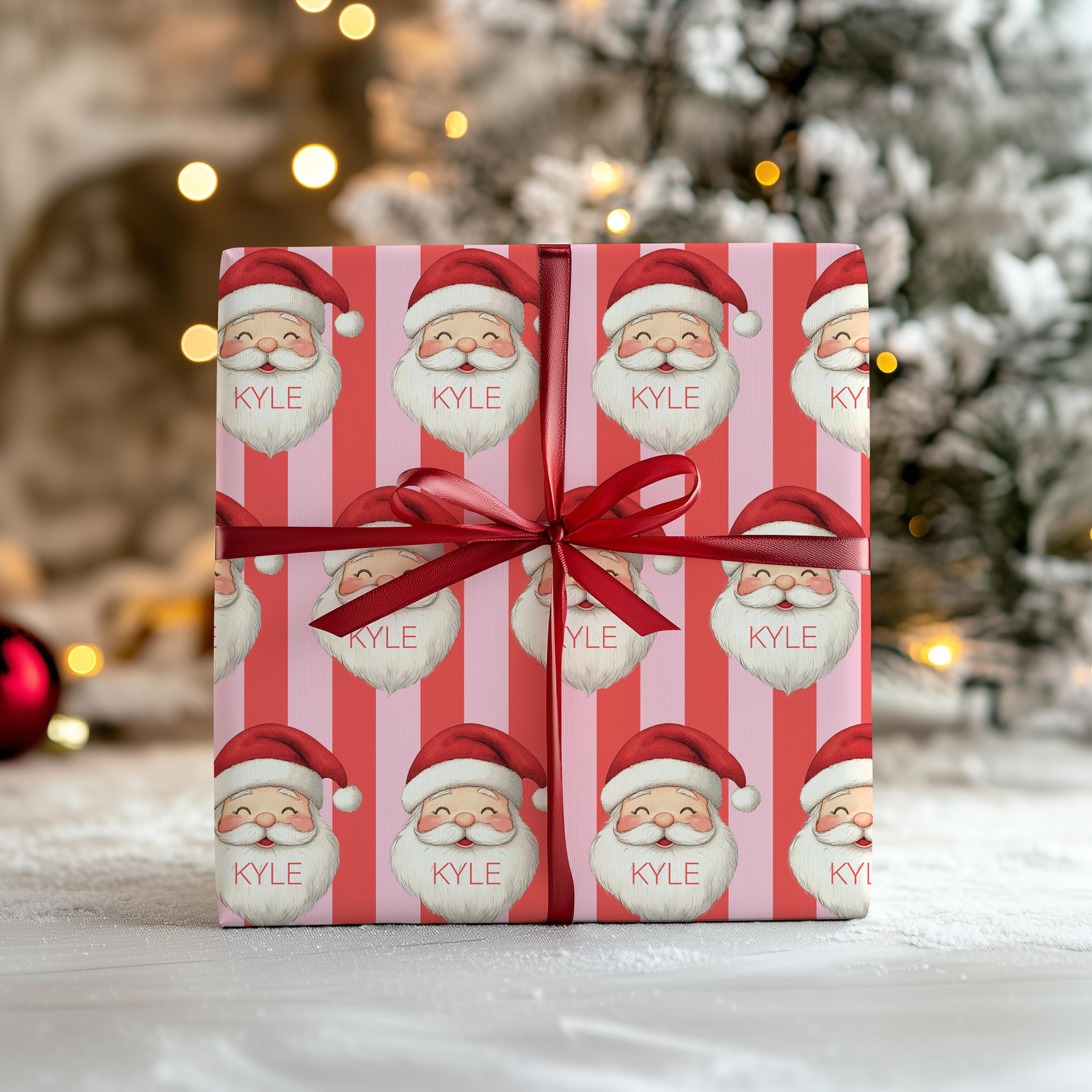 Personalised Santa Stripe Christmas Wrapping Paper