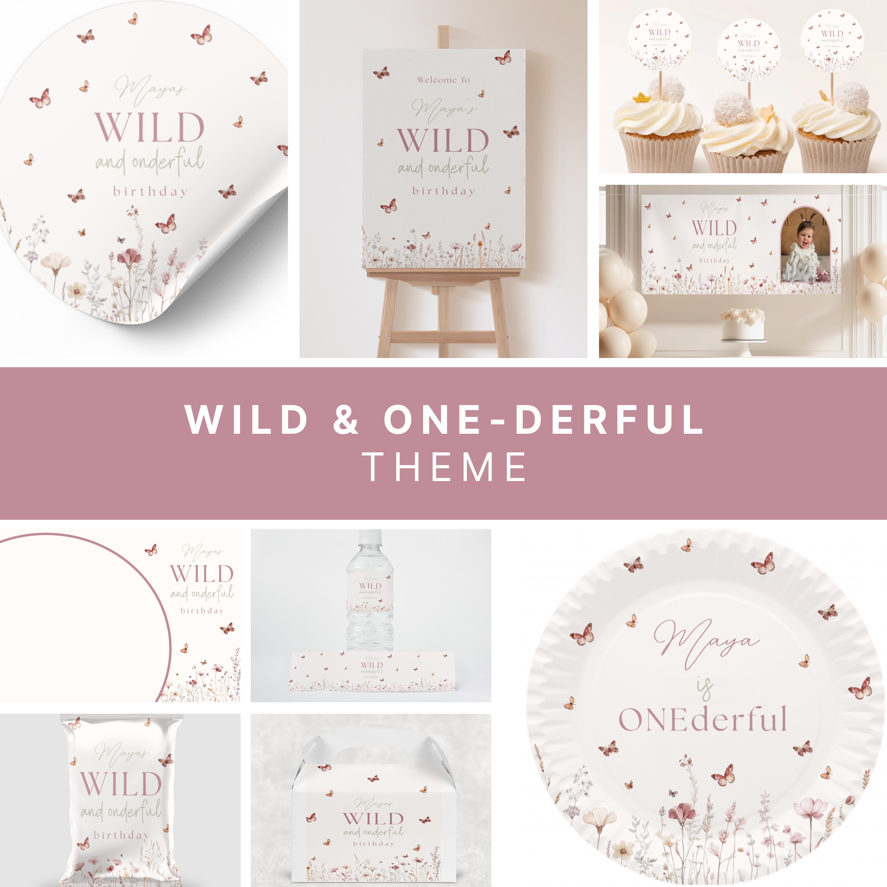 Personalised Wild Flower ONE-derful Theme Party Bundle