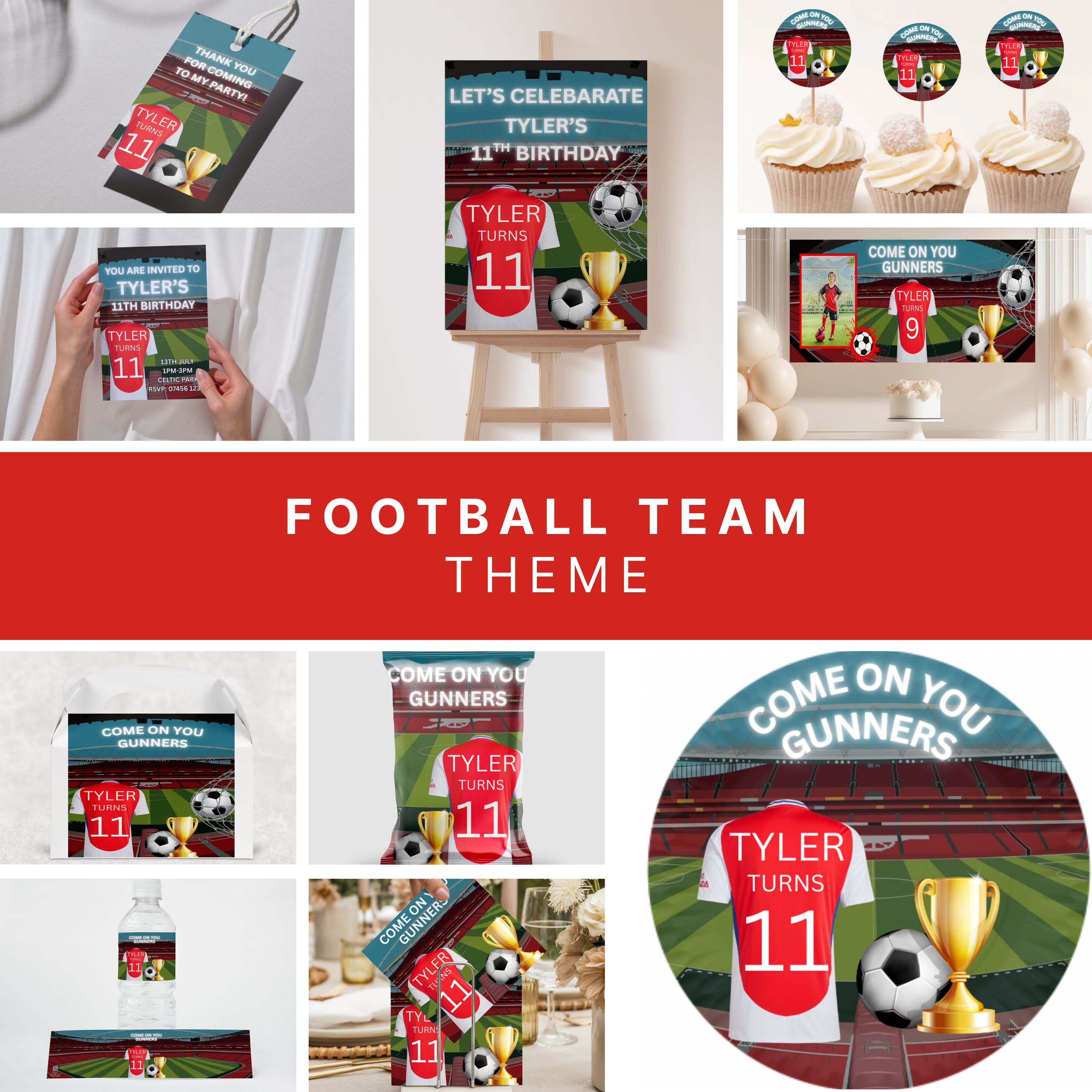 Personalised Football Team Theme Party Bundle